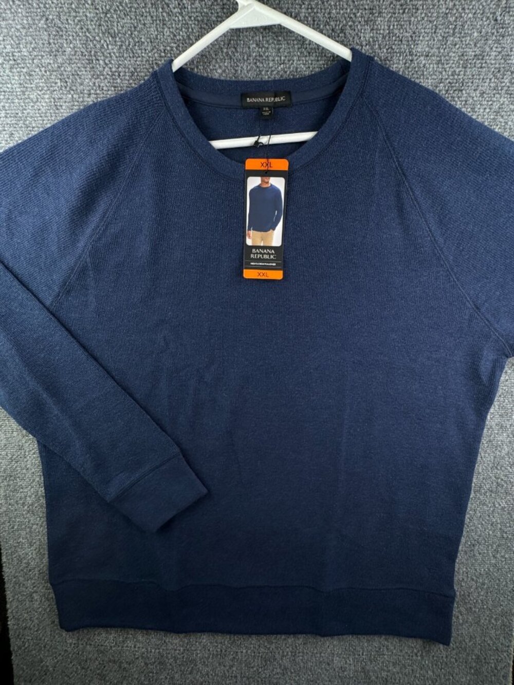 NWT Banana Republic Blue Crew Neck Cotton Blend Knit Pullover Sweater Men 2XL